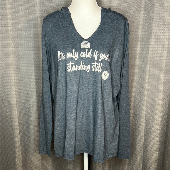 CABIN FEVER 5K Blue/Gray lightweight tshirt Hoodie Womens Medium - Picture 1 of 7